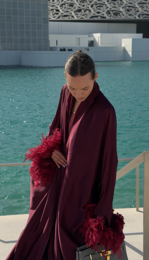 AMK COUTURE Abaya Ruby Silky Feather
