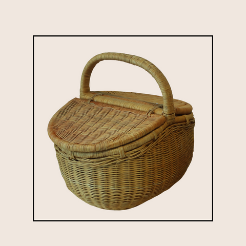Susarts handwoven rattan basket with cover