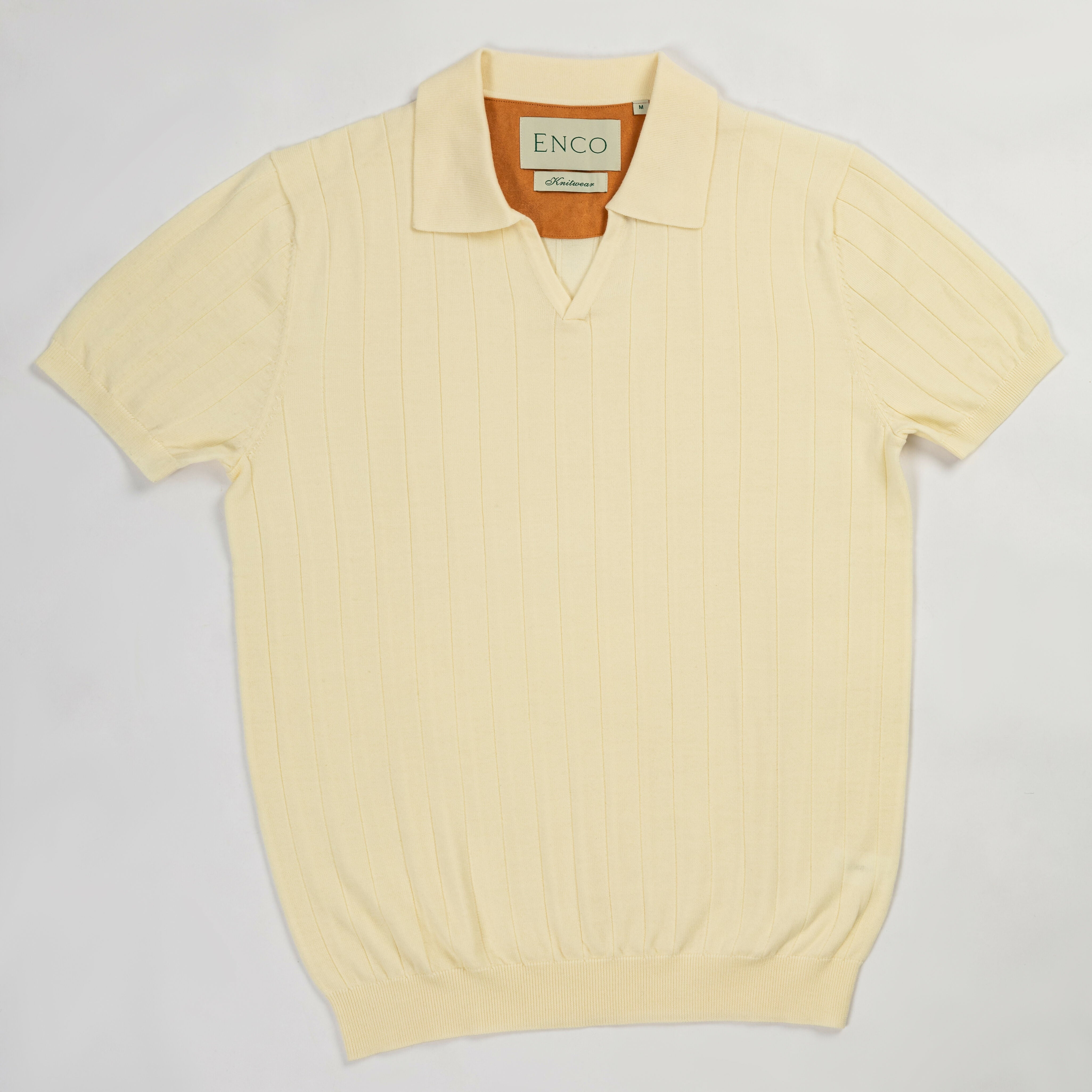 Off White Knitted V Neck Poloshirt