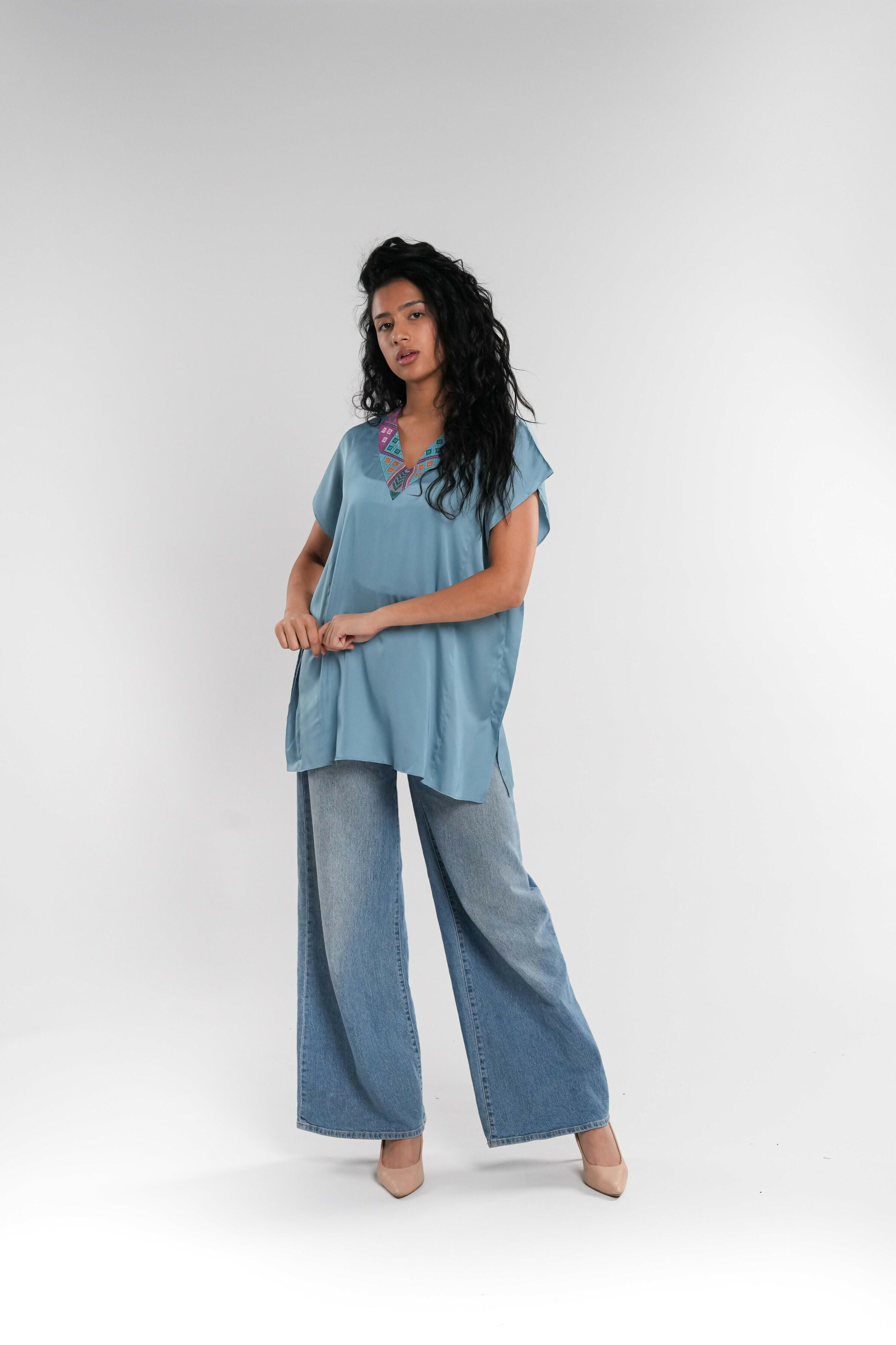 Blue Embroidered Tunic
