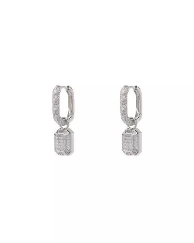 Faceted Diamond Huggies- Silver