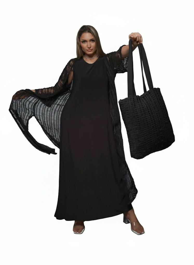 Casual Light Open Dress in Black Free Size