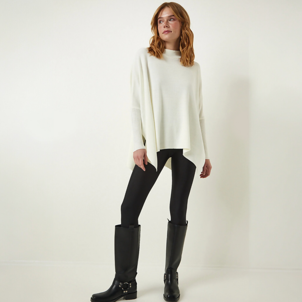 MY PEANUT Arzu Bat Sleeve Knit Tunic in Beige