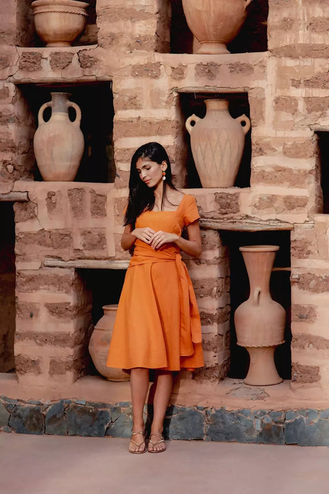 Kor Tied Dress Terracotta