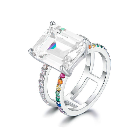 Ring with coloured cubic zirconia Rainbow