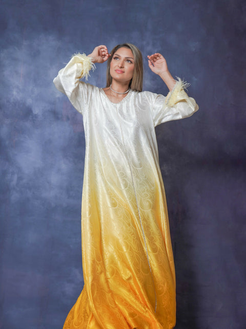 Dress-Jellabiya- Patterned Silk long Loose Style -with splendid Colores