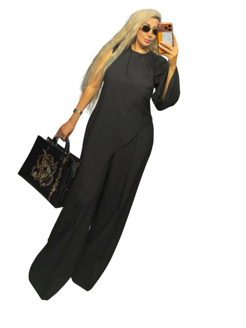 Icona Stile Asymmetric Black Oversize Two-Piece Set