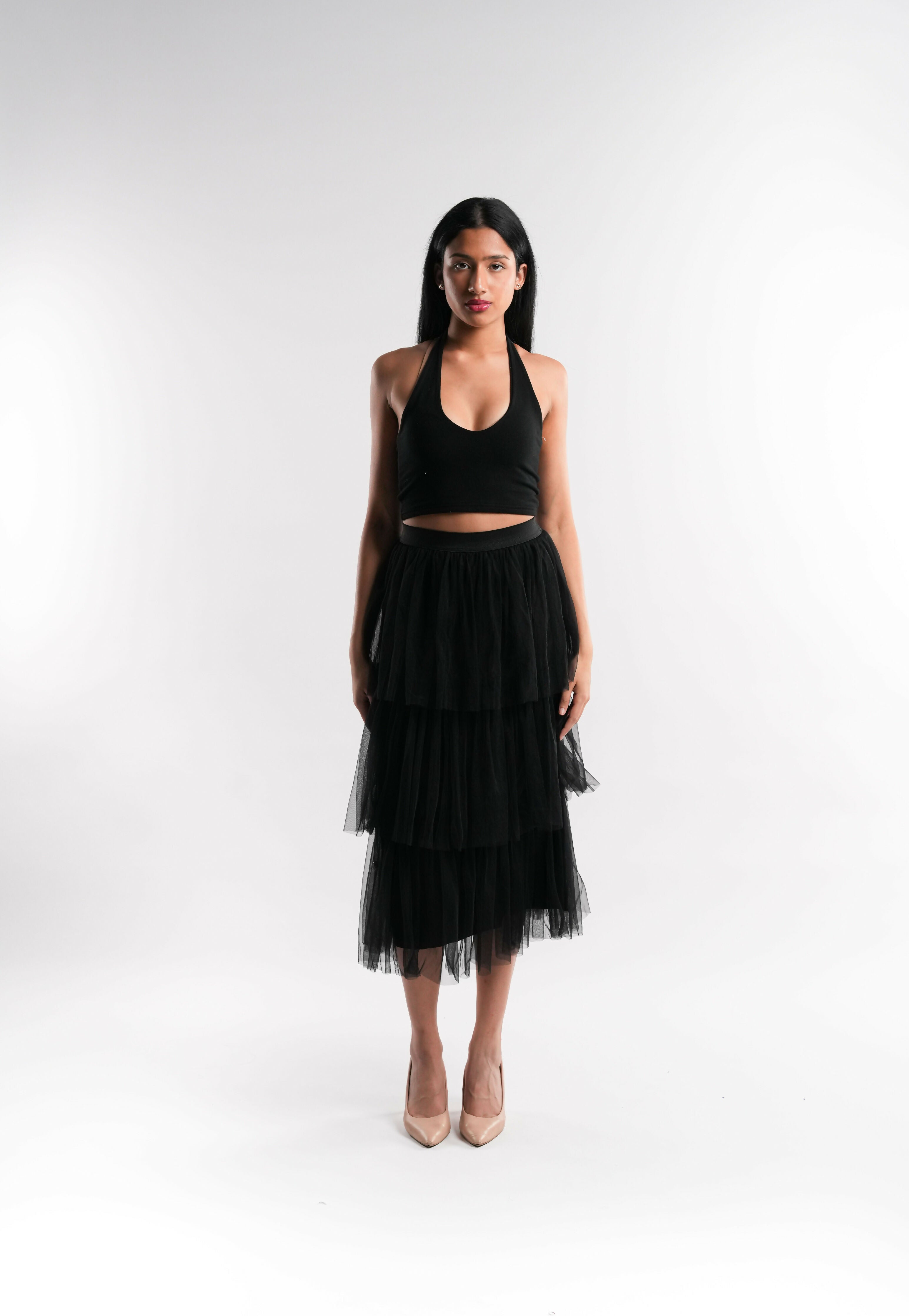 Black Layered Tulle Skirt