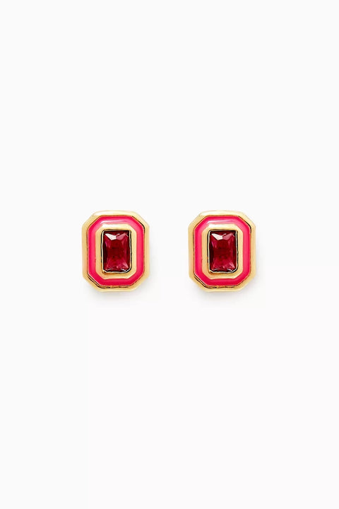 Bezel Studs Hot Pink Gold