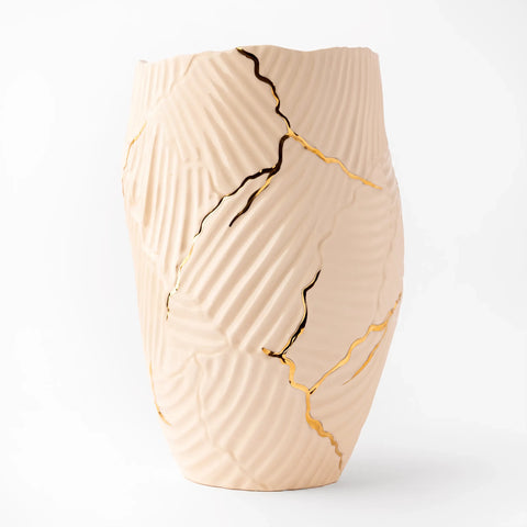 Handcrafted Porcelain Vase with Gold Lining