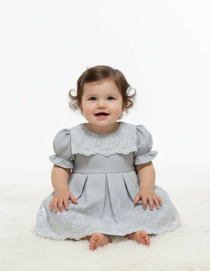 MAISON BEBE Vera Embroidery Elegant Dress-Grey