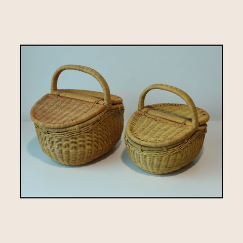 Susarts handwoven rattan basket with cover