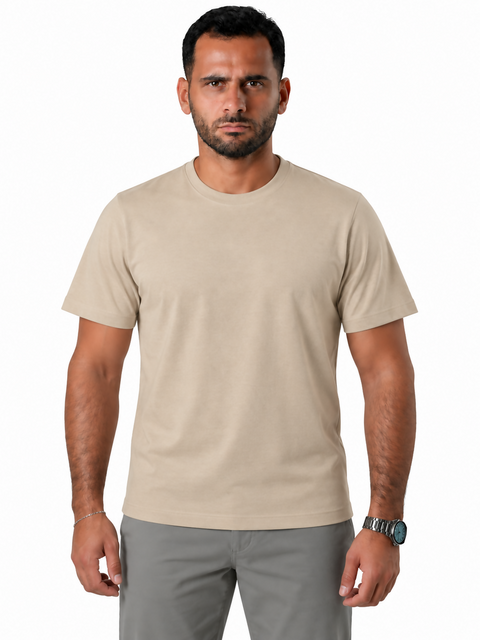 ANGELO KAHEL - CREW NECK T-SHIRT BEI - VT-1044