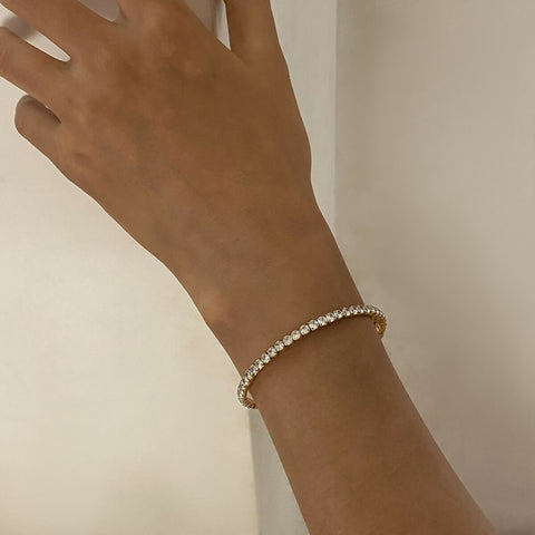 Cazira – White CZ Full Zircon Bracelet, 18K Gold Finish