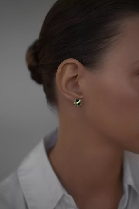 Earstuds Lucky With Green Stones
