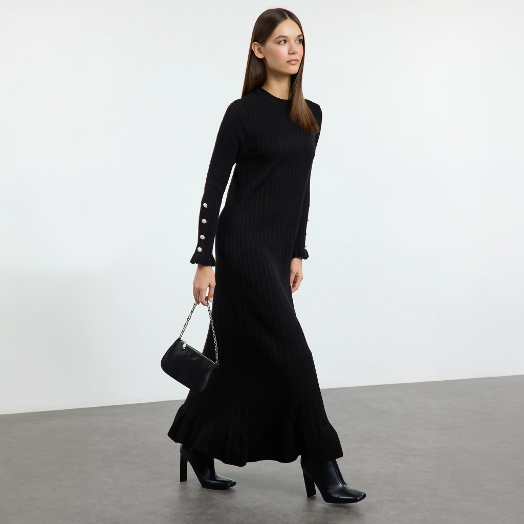 MY PEANUT Natasha Knit Dress in Black