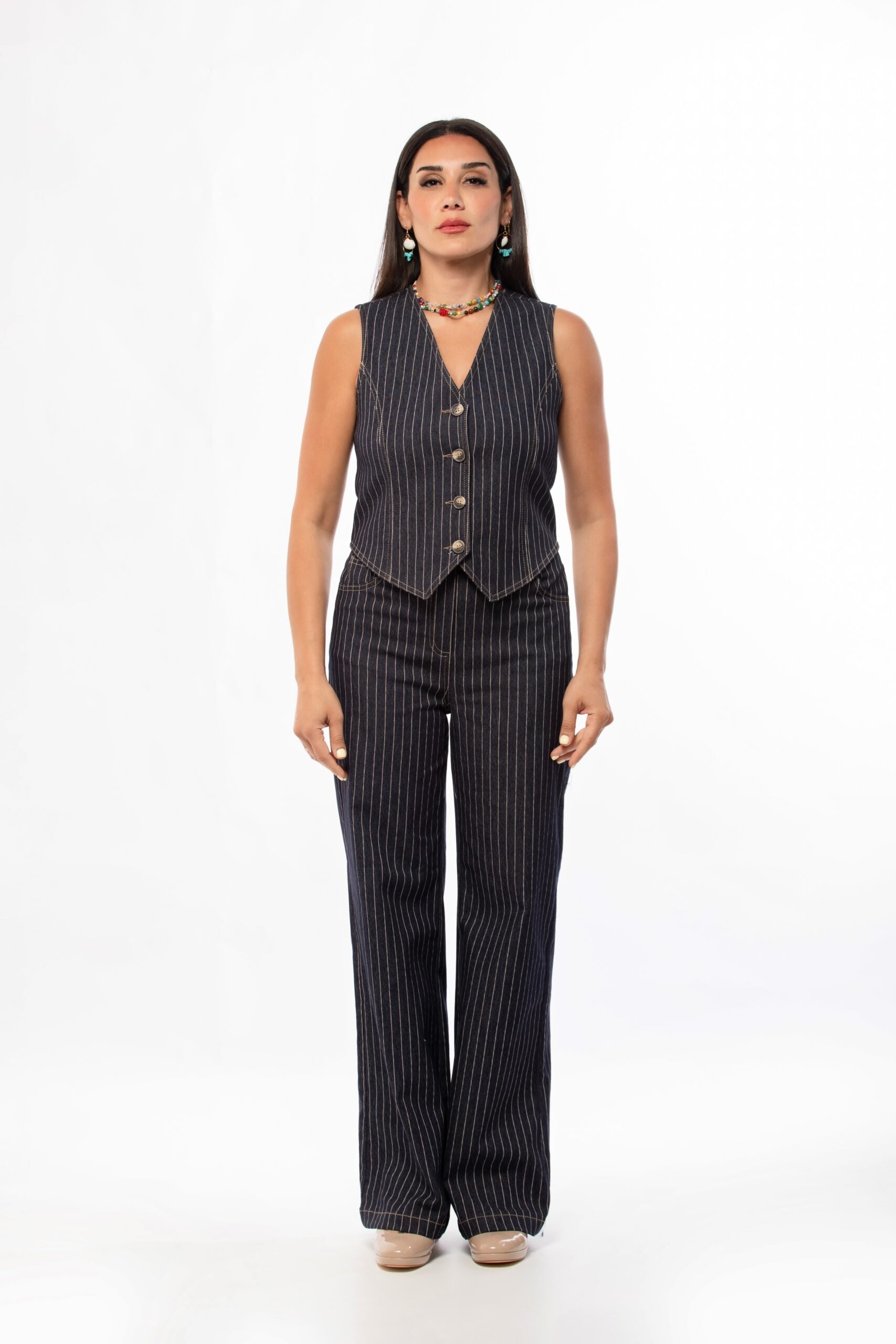 Blue Daisy Straight Cut Trousers