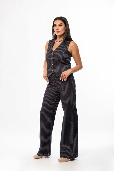 Blue Daisy Straight Cut Trousers