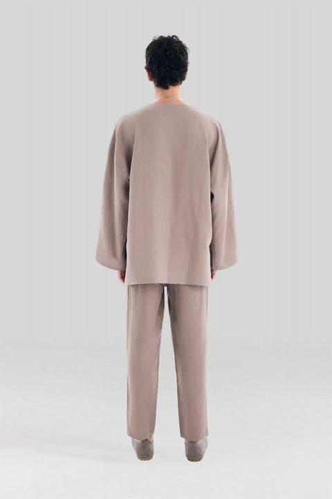 T 03 Dark Brown Linen T-Shirt