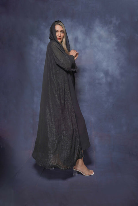 Modern women’s abaya consisting of three pieces decorated with scarf – Chiffon