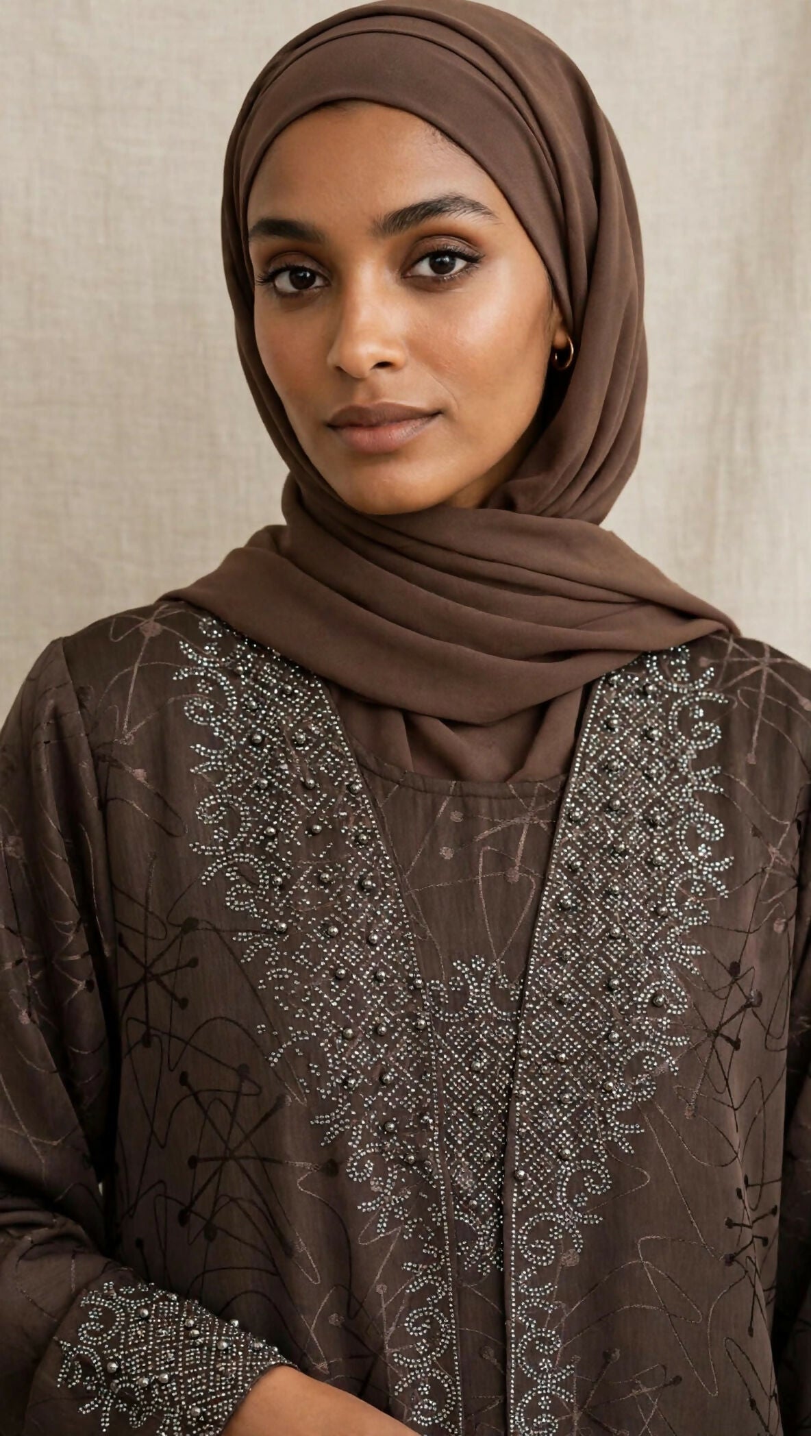 Elegant Modern women abaya-with Hand Crafted Lace-Stras