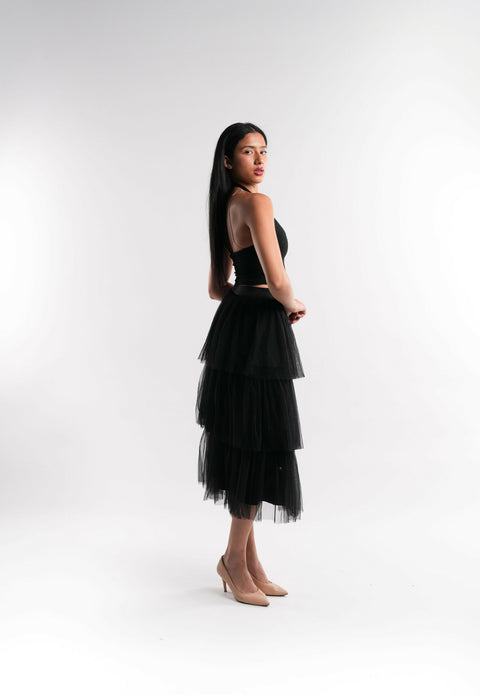 Black Layered Tulle Skirt