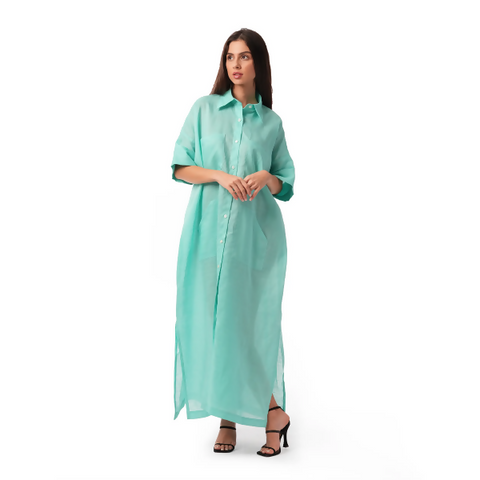Green Linen Trench Coat