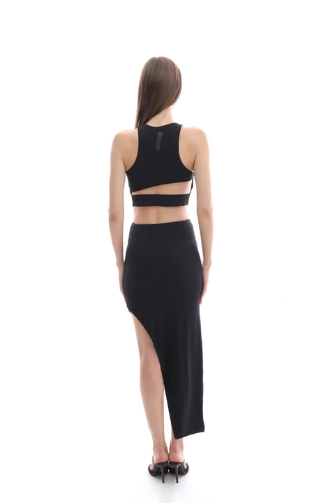 Slit Top & Skirt - Black 2