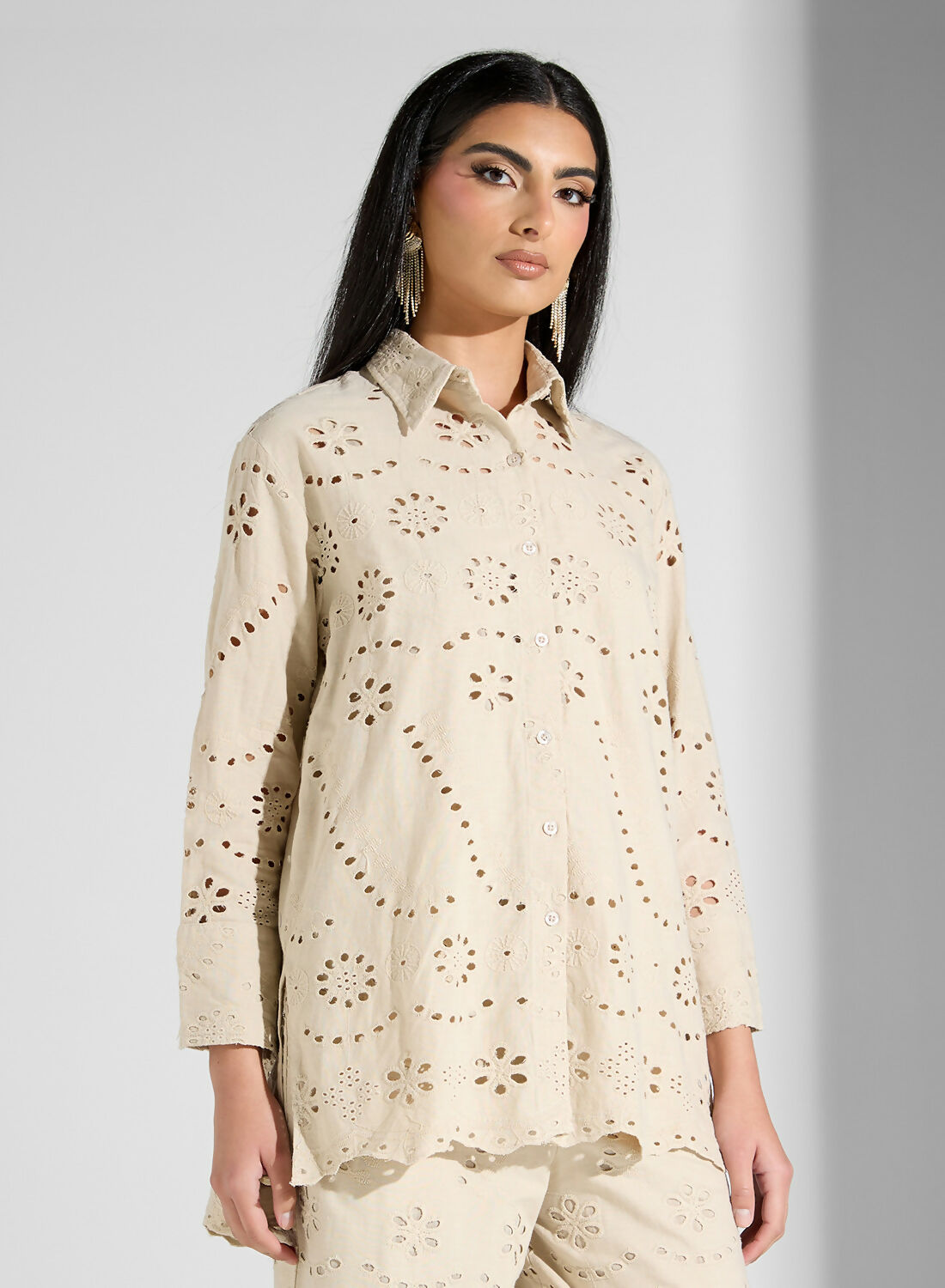 WOVEN WOMEN SCHIFFLI SHIRT