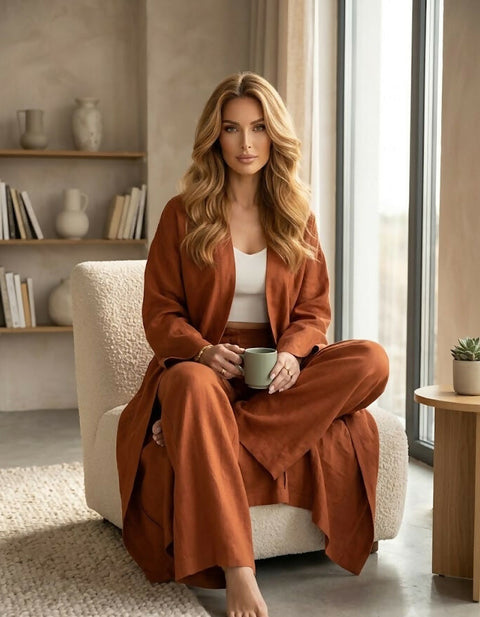Viscose Suit With Trousers And Cape Terracotta