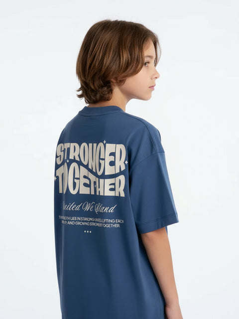 KIDS OVERSIZED STRONGER TOGETHER GRAPHIC TSHIRT AIRFORCE BLUE