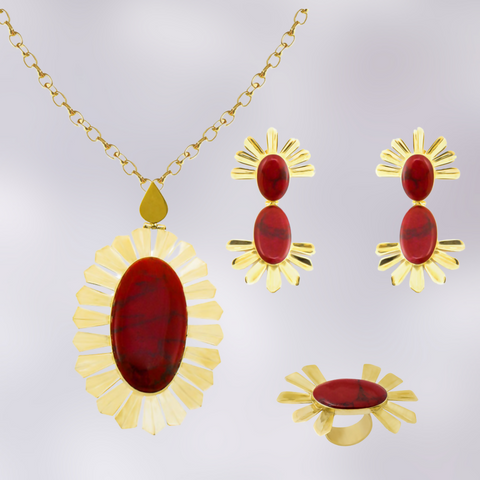 Solar Gold Ring (Maroon)