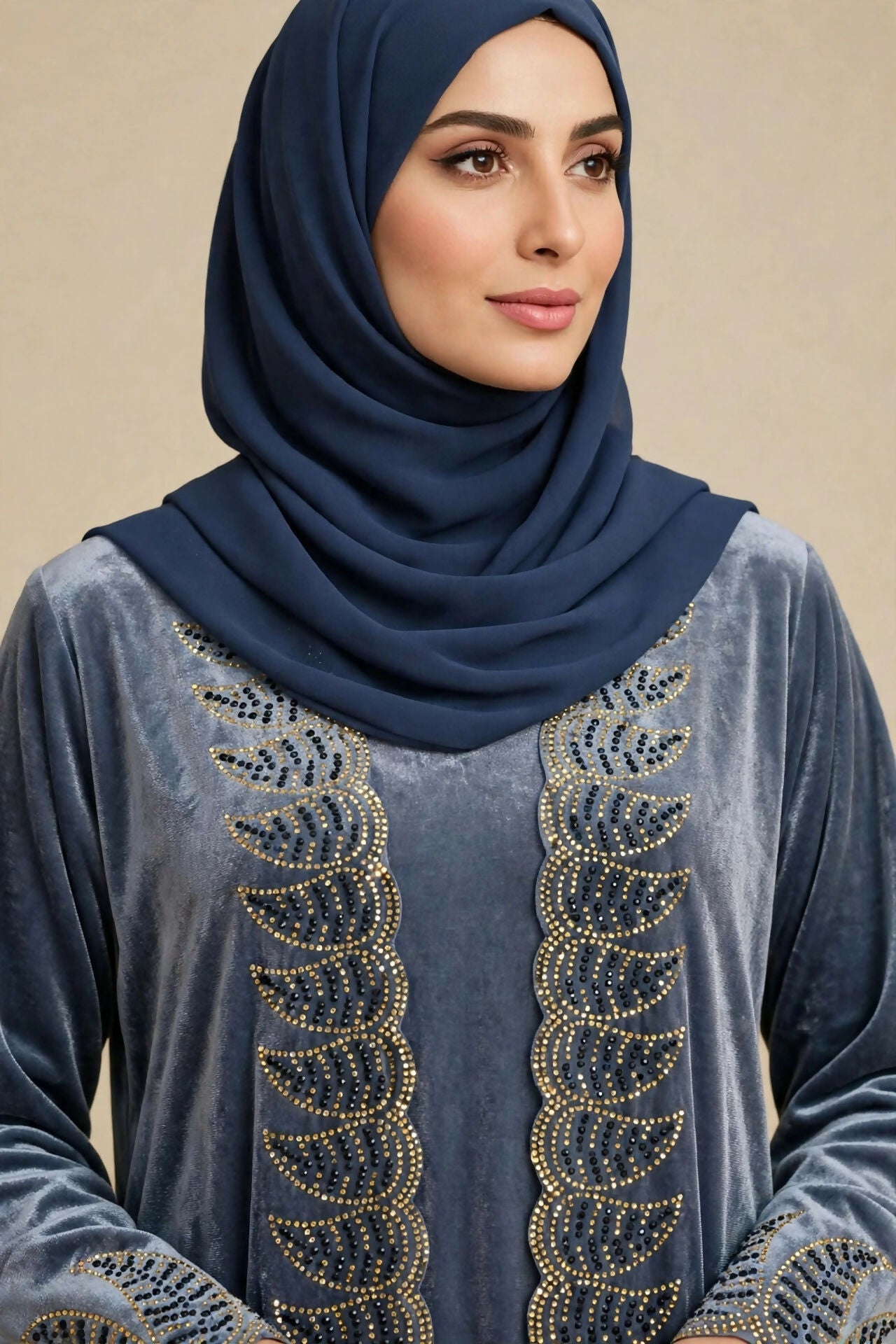 Bisht -Open Abaya -sprightly velvet with elegant and modern gold patterns -wide and luxurious abaya