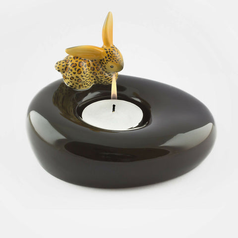 Susarts handmade porcelain Leopard candle holder