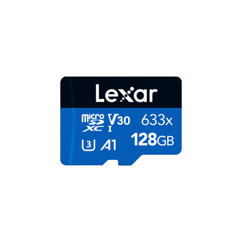 LEXAR عالي الأداء 128 جيجابايت 633X MICROSDXC UHS-I مع محول SD، سرعة تصل إلى 100 ميجابايت/ثانية، قراءة 45 ميجابايت/ثانية، كتابة C10 A1 V30 U3 