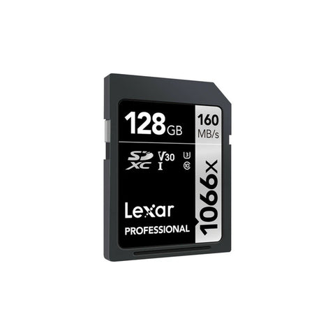 بطاقات LEXAR الاحترافية سعة 128 جيجابايت 1066X SDXC UHS-I، بسرعة تصل إلى 160 ميجابايت/الثانية 