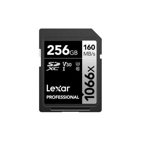 بطاقات LEXAR الاحترافية سعة 256 جيجابايت و1066X SDXC UHS-I، بسرعة تصل إلى 160 ميجابايت/ثانية وقراءة 120 ميجابايت/ثانية وكتابة C10 V30 U3