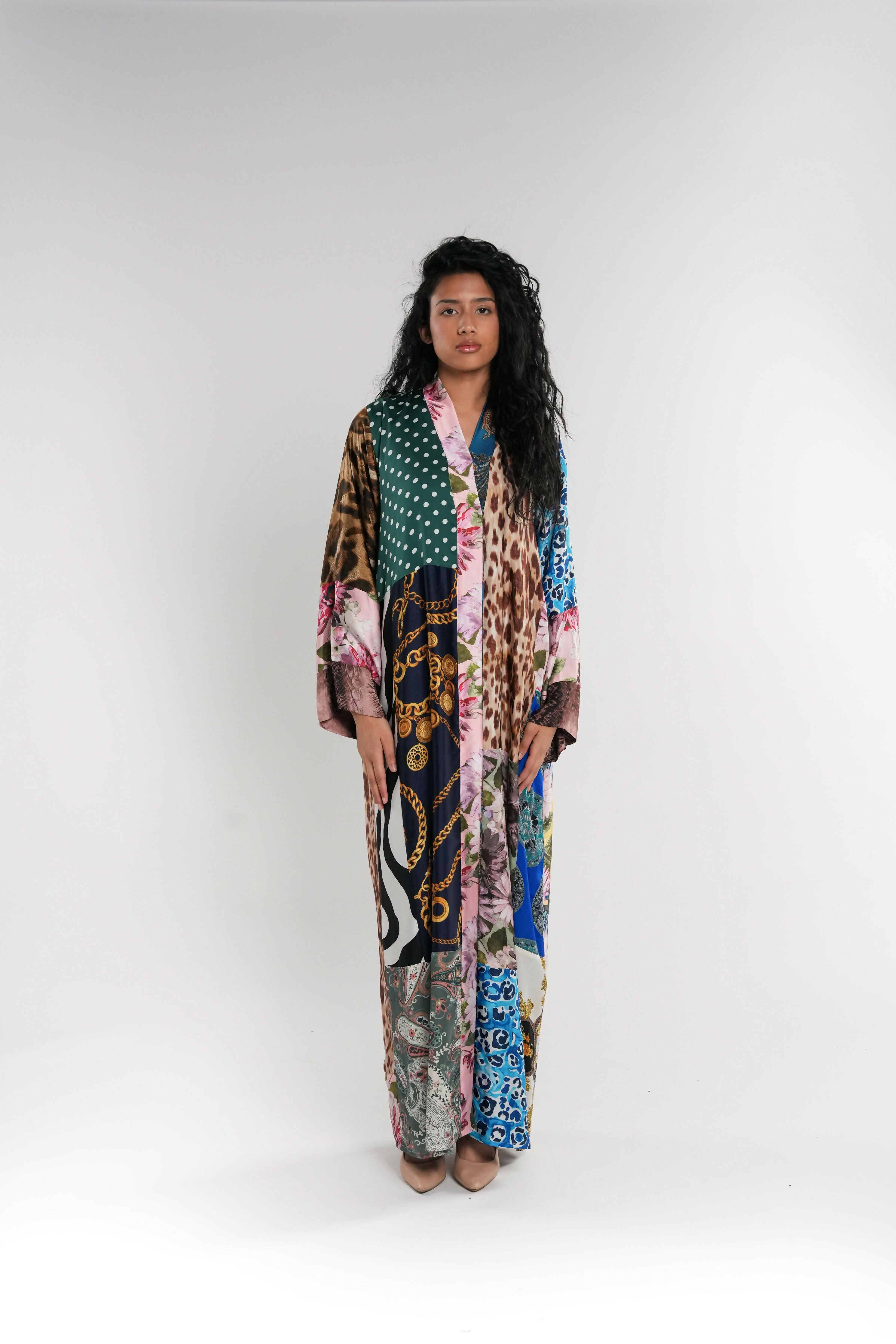 Lined Silk Patchwork Abaya