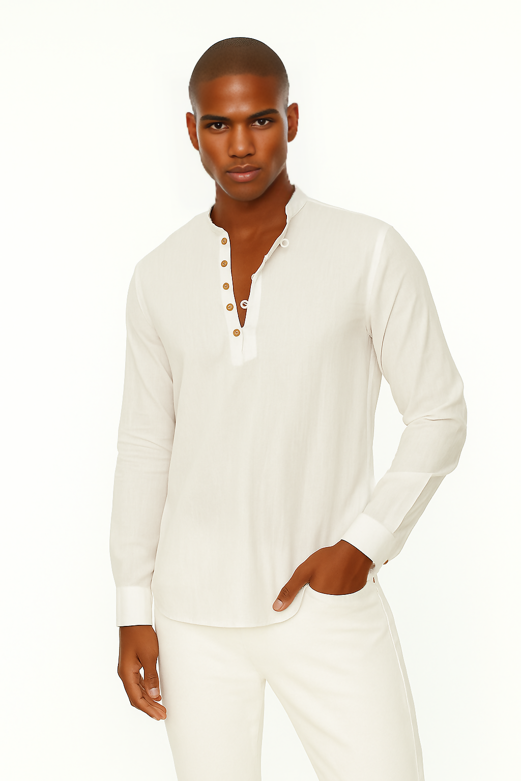 Slim Fit Judge Collar Cotton Shirt
