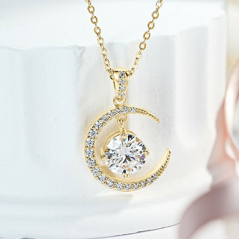 Layluna 2CT Moissanite Crescent Necklace