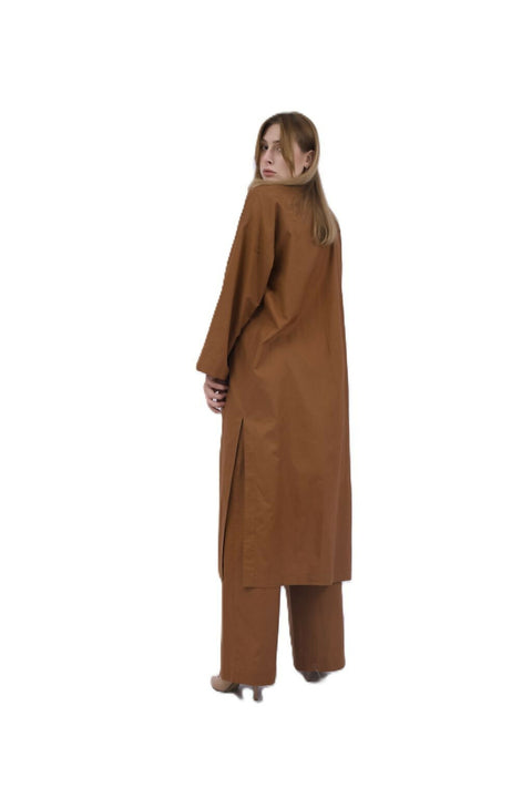 Cotton Suit With Trousers And Cape Brown