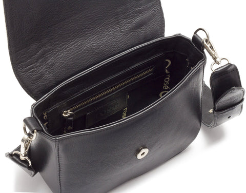 MIRANDA BLACK LEATHER HANDBAG