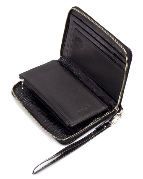 GINEVRA BLACK LEATHER DOCUMENT HOLDER