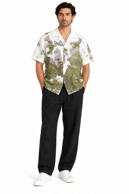 SS Fluid Print Shirt Green
