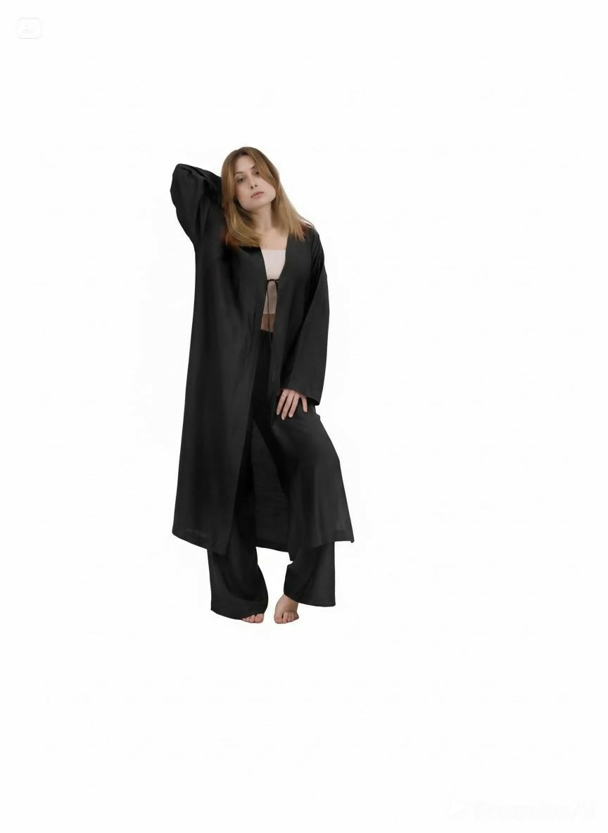 Viscose Suit With Trousers And Cape Black