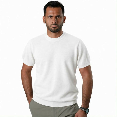 ANGELO KAHEL - CREW NECK KNITWEAR WHT - TV-4030
