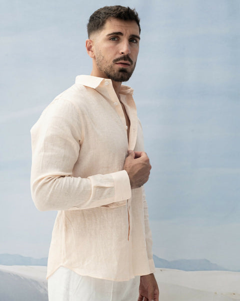 Fira LS Linen Shirt Pale Salmon