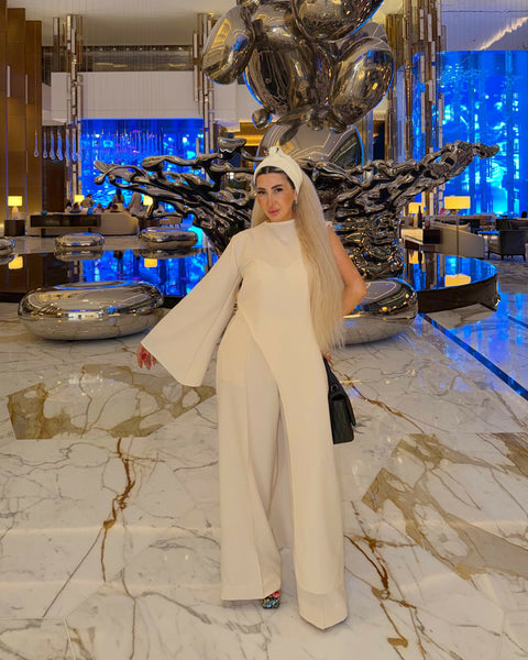 Icona Stile Asymmetric Beige Oversize Two-Piece Set