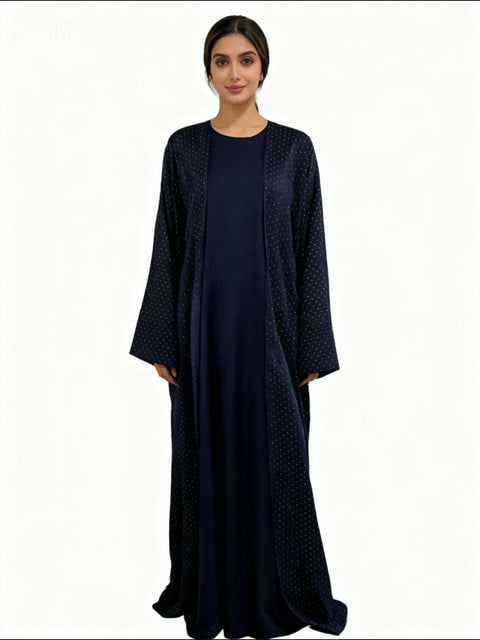 Bisht – Luxury Navy-Blue abaya with sophisticated Gold
