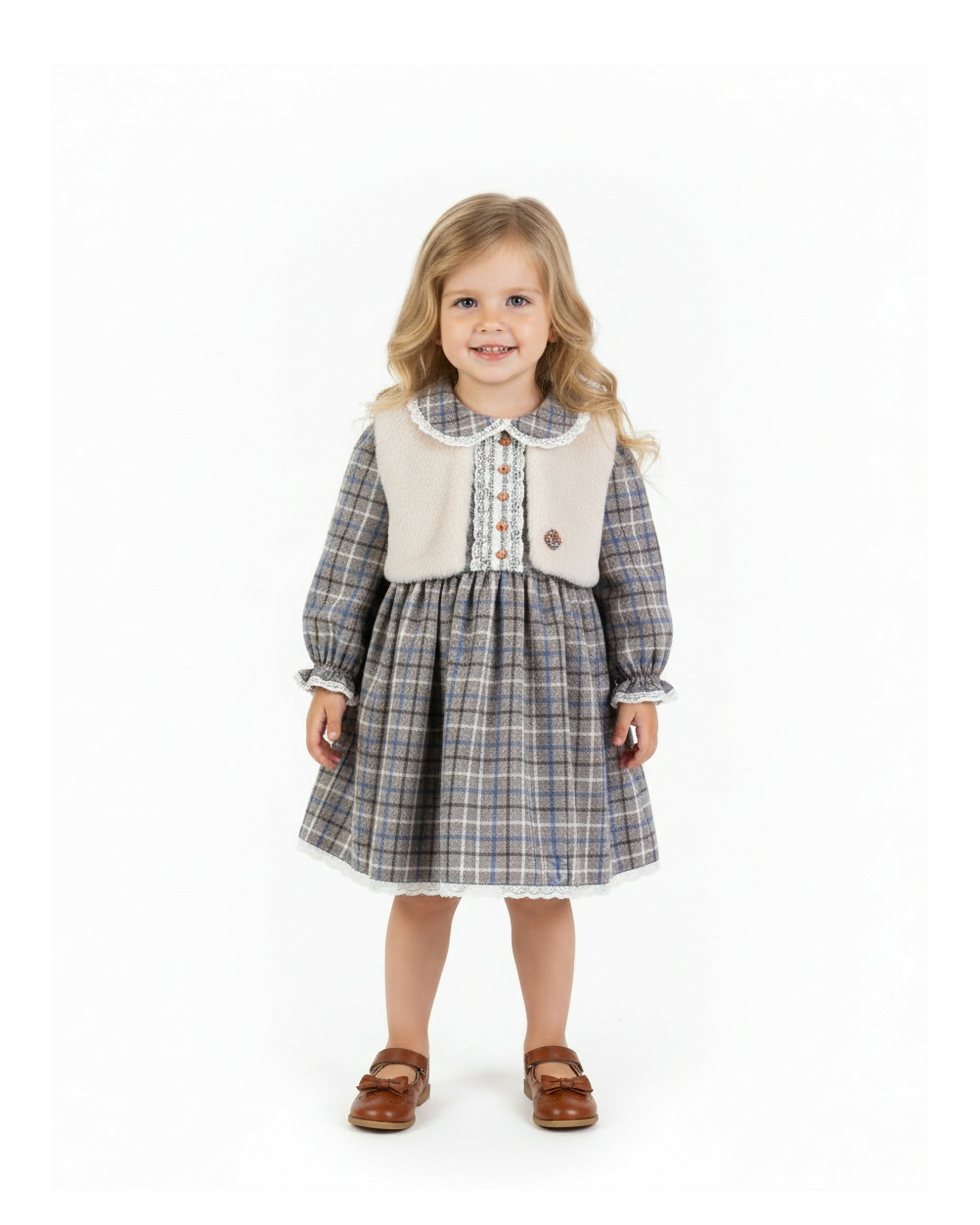 BOMBILI Girls 2-piece set (drees,jacket) - Camel